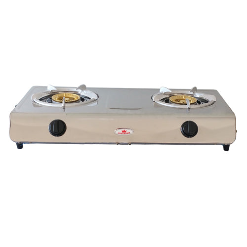 Auscrown Deluxe Double Burner LPG Gas Wok Cooker Burner With Flame Failure Safety- Comes With 1.2m Hose CK802PG-S