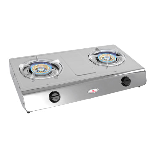 Auscrown Deluxe Double Burner LPG Gas Wok Cooker Burner With Flame Failure Safety- Comes With 1.2m Hose CK802PG-S