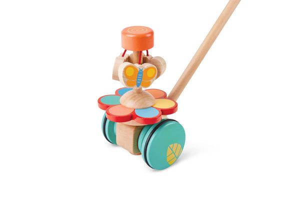 Hape Push Pull Pal Kids Dancing Butterflies Wooden Toddler Push Toy Pretend Play- Playful/ Develop Coordination/ Motor Skills HE0341