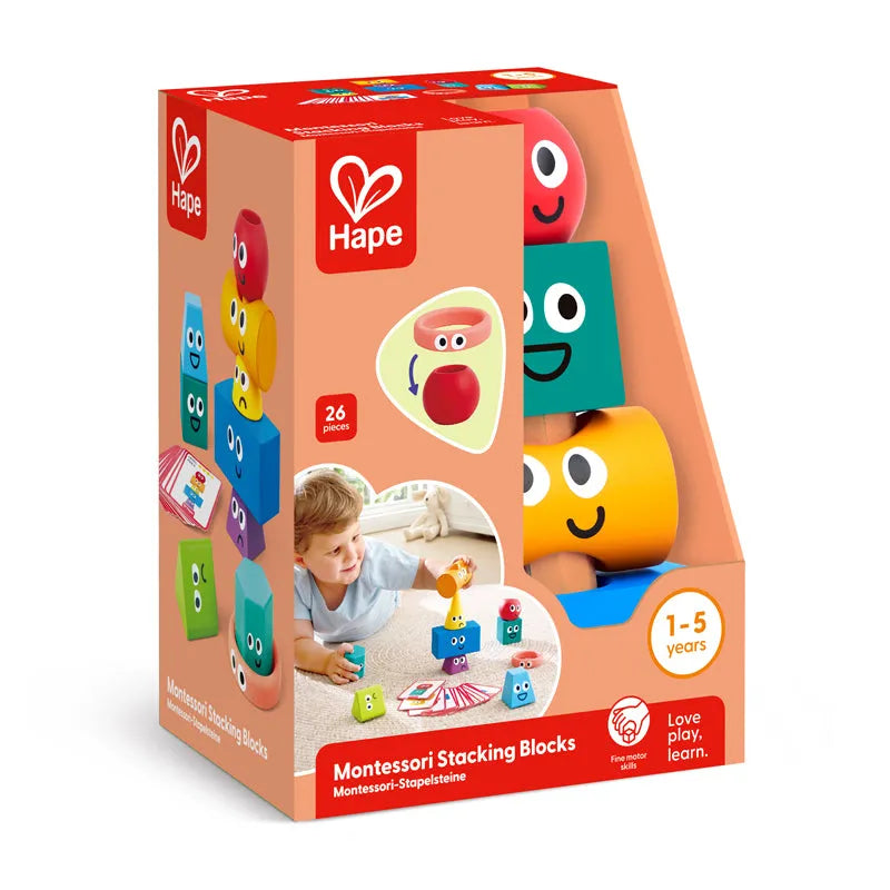 Hape Kids Montessori Stacking Blocks Set- Educational Building/ Fine Motor Skills Kids Toddler E0531