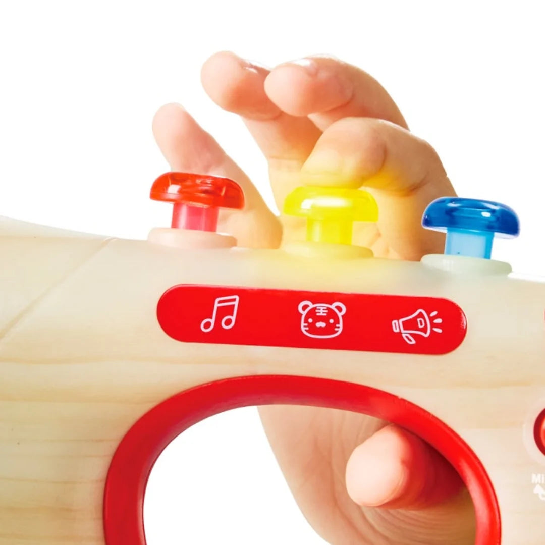 Hape Kids Super Musical Pixel Trumpet Toy Pretend Play– Light Up Interactive Musical/ Hand - Eye Coordination Fun Entertainment HE1228