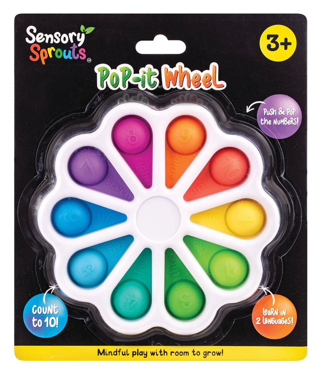 Sensory Sprouts Kids Pop-It Wheel Sensory Toy Pretend Play- Colourful Two Language Learning Entertainment EVLSPIW