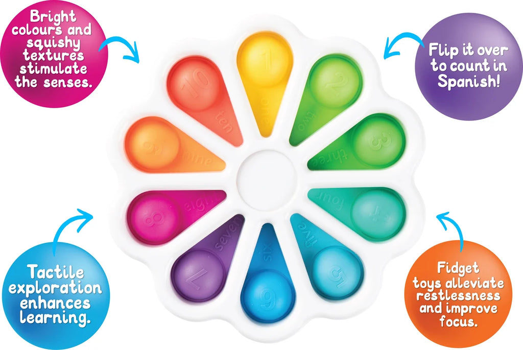 Sensory Sprouts Kids Pop-It Wheel Sensory Toy Pretend Play- Colourful Two Language Learning Entertainment EVLSPIW