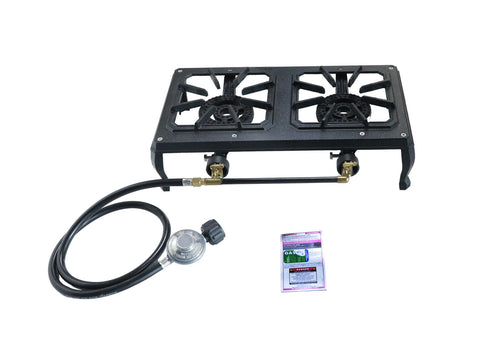 Auscrown Turbo Double Burner Country Cooker With 1.2m Hose- Portable/ Easy To Assemble GB02LP69