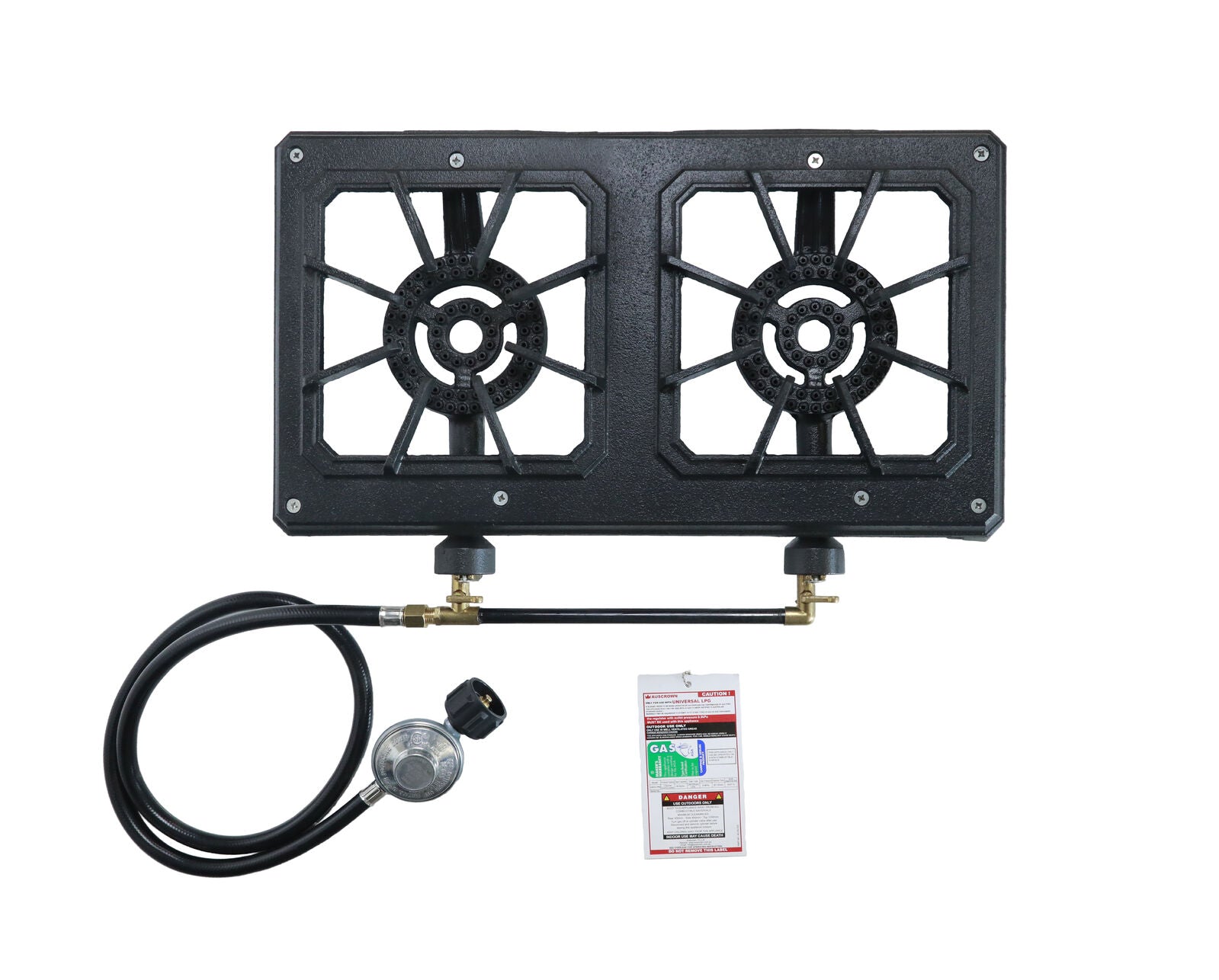 Auscrown Turbo Double Burner Country Cooker With 1.2m Hose- Portable/ Easy To Assemble GB02LP69