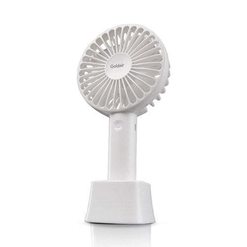 Goldair 10cm Mini USB Rechargeable Handheld Portable Fan- White