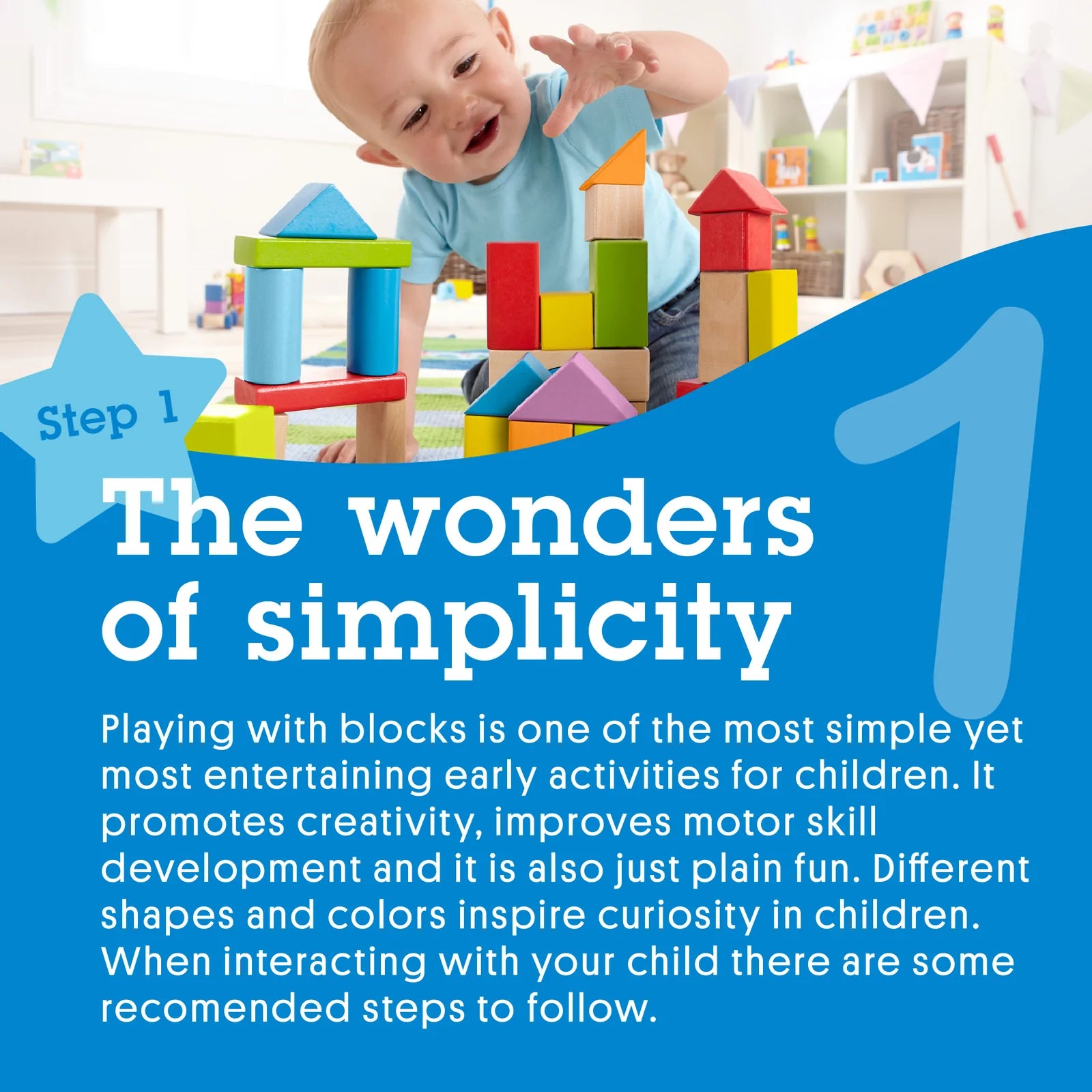 Hape Kids Wooden Maple Blocks– Shapes/ Towers Creativity Development HE0409