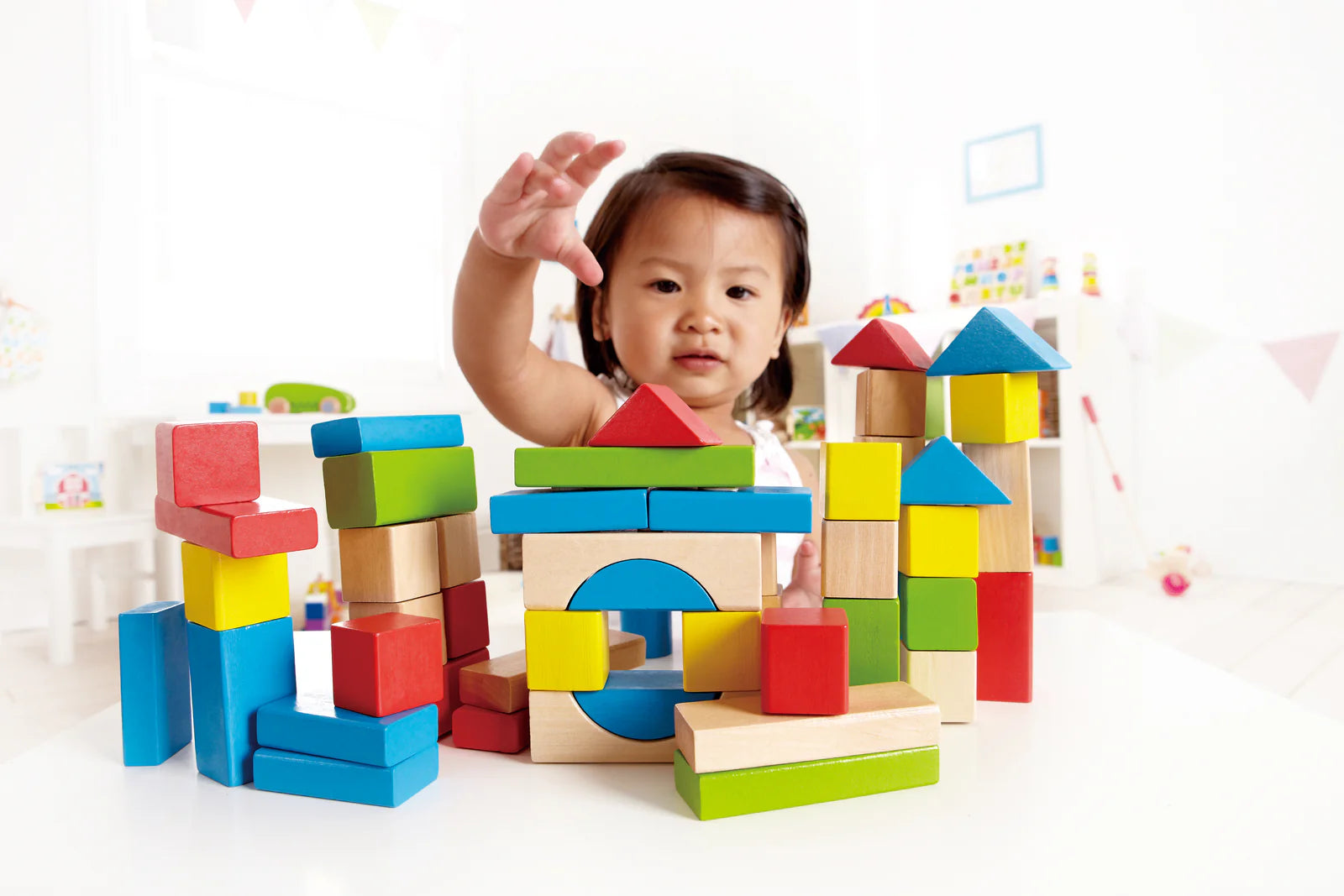 Hape Kids Wooden Maple Blocks– Shapes/ Towers Creativity Development HE0409