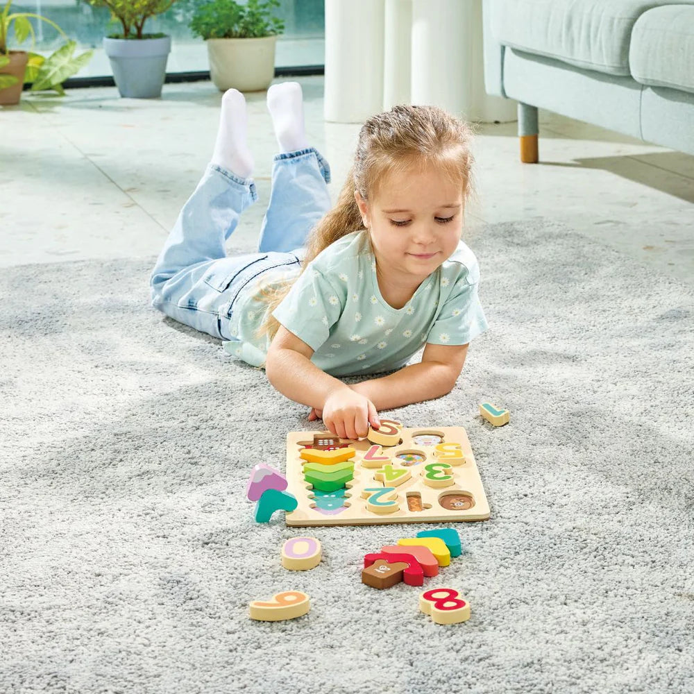 Hape Colours & Numbers Wooden Kids Puzzle – Montessori / Educational Learning Toy For Toddlers HE1657