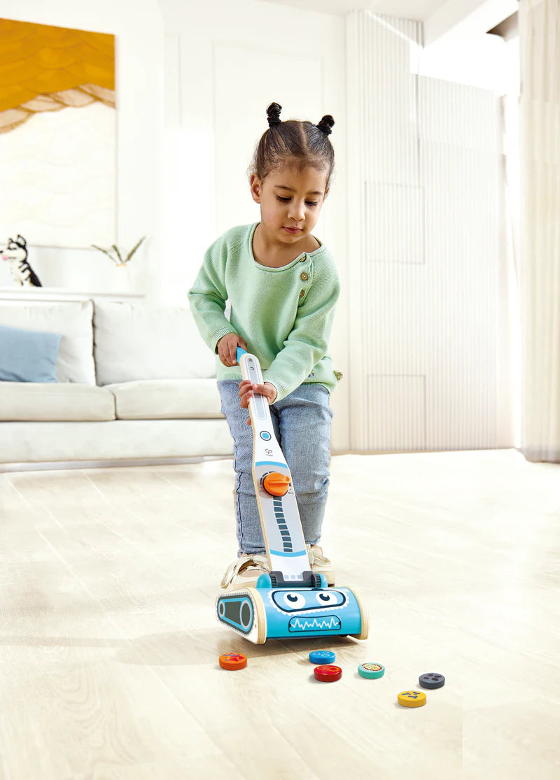 Hape Kids Vacuum Playset Toy Pretend Play- Develop Skills/ Clean Up Playroom Bedroom Fun HE3056