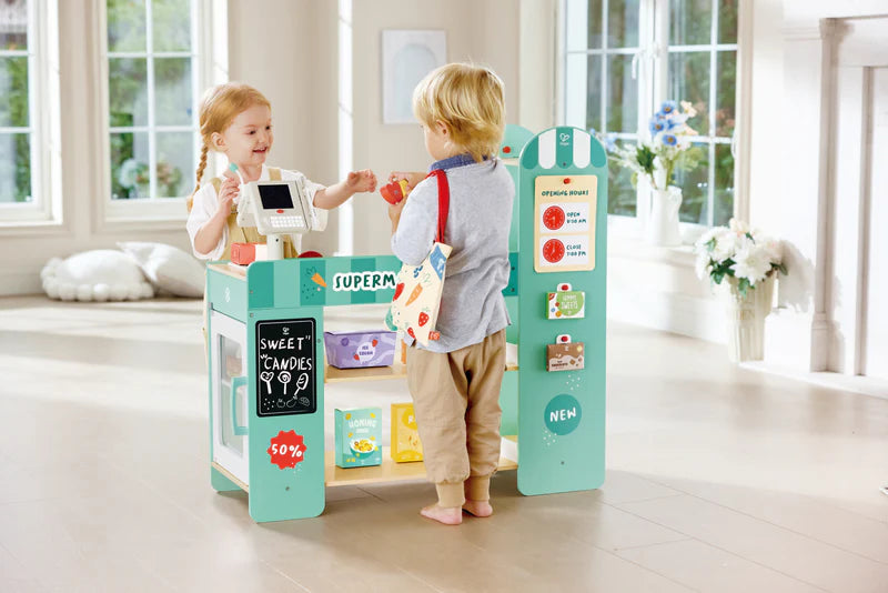 Hape Kids Shop Toy Pretend Smart Play- Customer Supermarket/ Shop Keeper/ Cashier HE3233