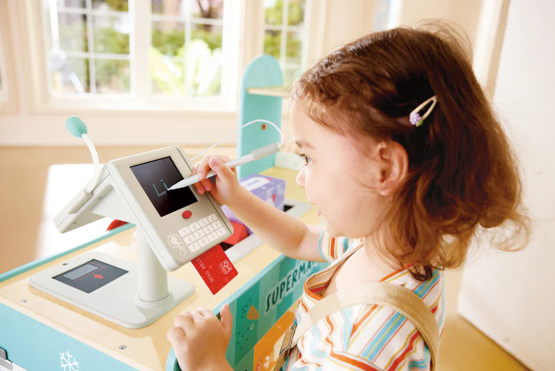 Hape Kids Shop Toy Pretend Smart Play- Customer Supermarket/ Shop Keeper/ Cashier HE3233