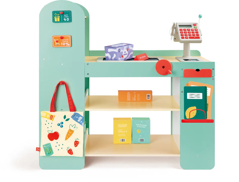 Hape Kids Shop Toy Pretend Smart Play- Customer Supermarket/ Shop Keeper/ Cashier HE3233