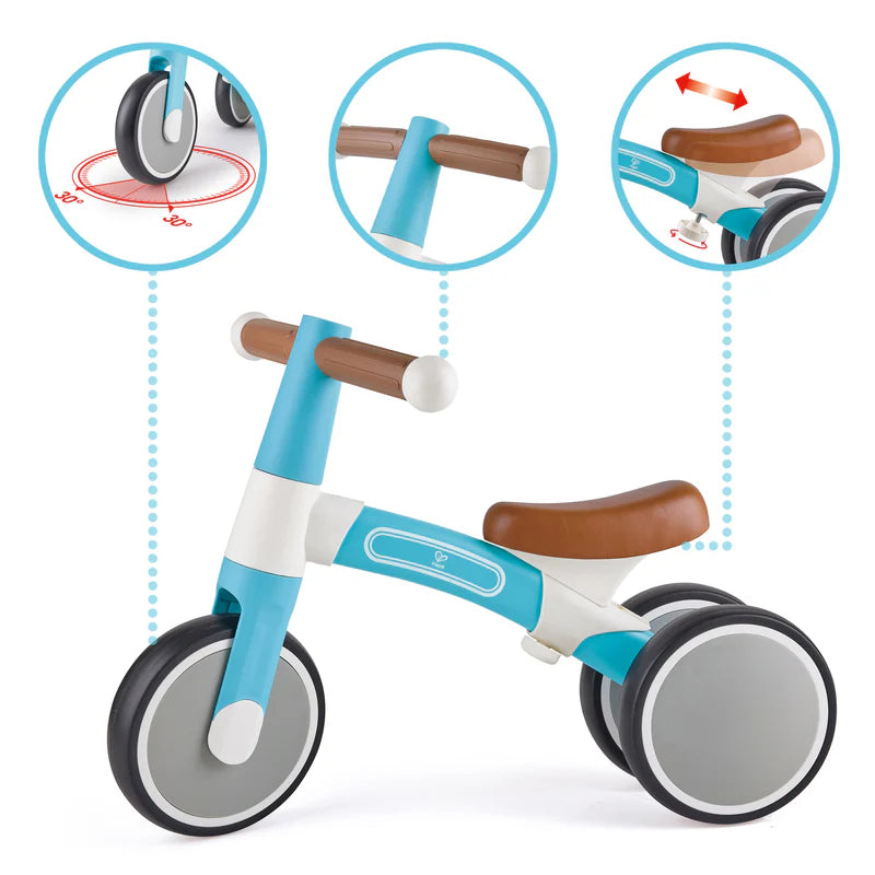 Hape Kids First Ride Balance Bike Bicycle– Lightweight Design/ Three Wheeled Adjustable Blue HE8652