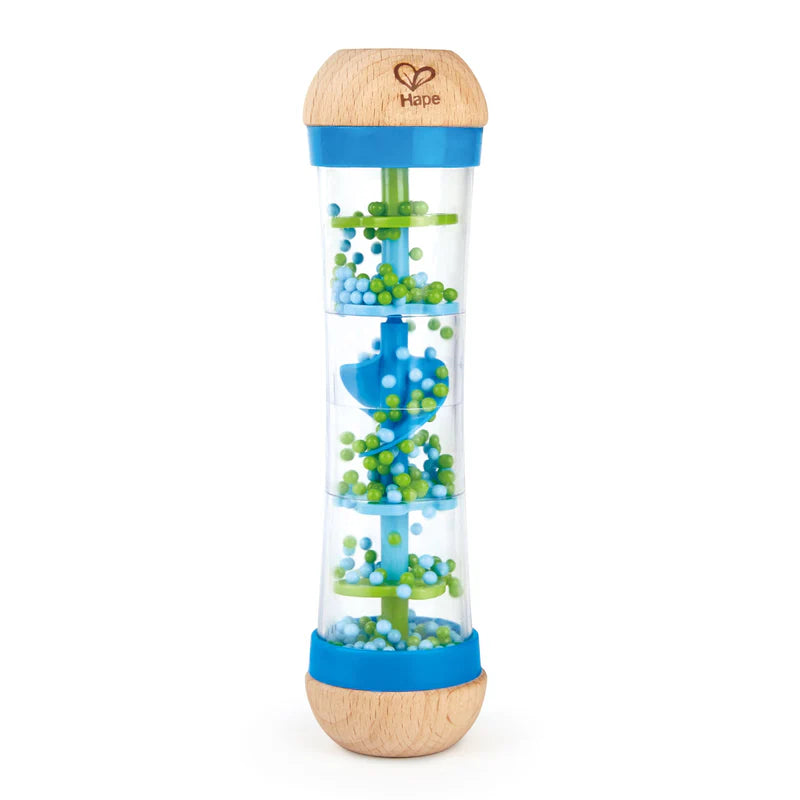 Hape Beaded Raindrops Rattle Rattlemaker- Educational / Kids/ Baby/ Sound Musical Wooden Toy Blue