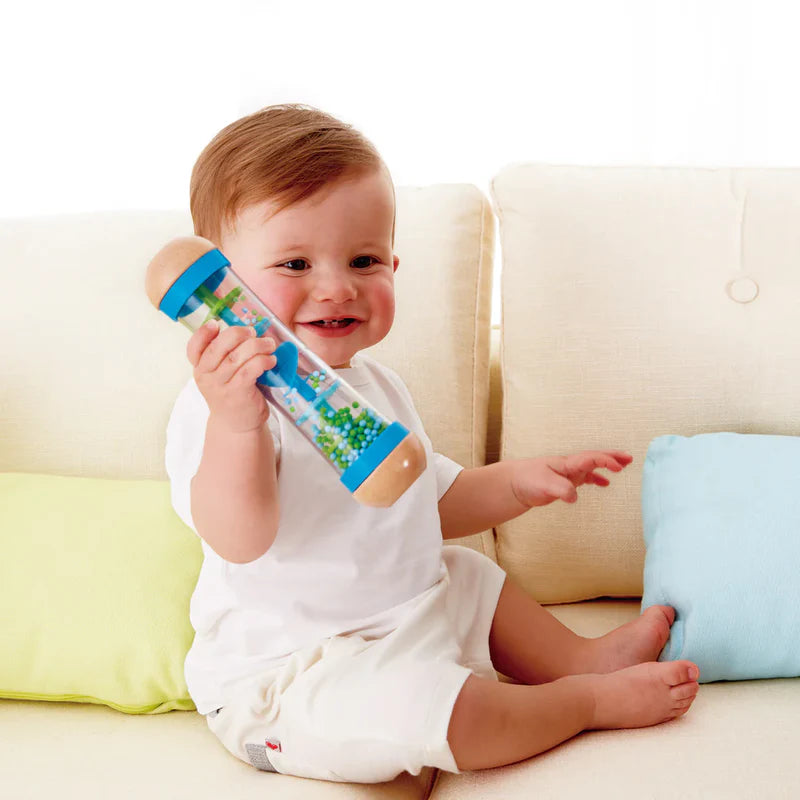 Hape Beaded Raindrops Rattle Rattlemaker- Educational / Kids/ Baby/ Sound Musical Wooden Toy Blue