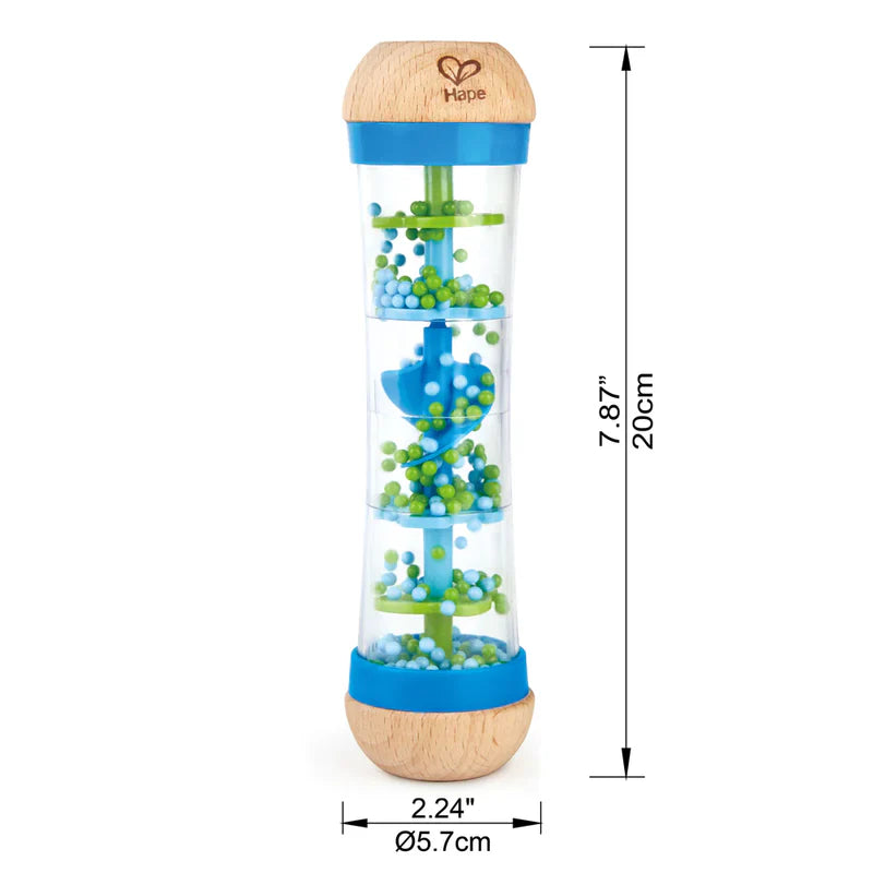 Hape Beaded Raindrops Rattle Rattlemaker- Educational / Kids/ Baby/ Sound Musical Wooden Toy Blue