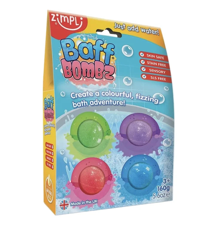 2PK Zimpli Kids Baff Bombz Bath Fun 8 Pack- Colour- Changing Fizzing Bath Bombs Entertainment Play GE6580