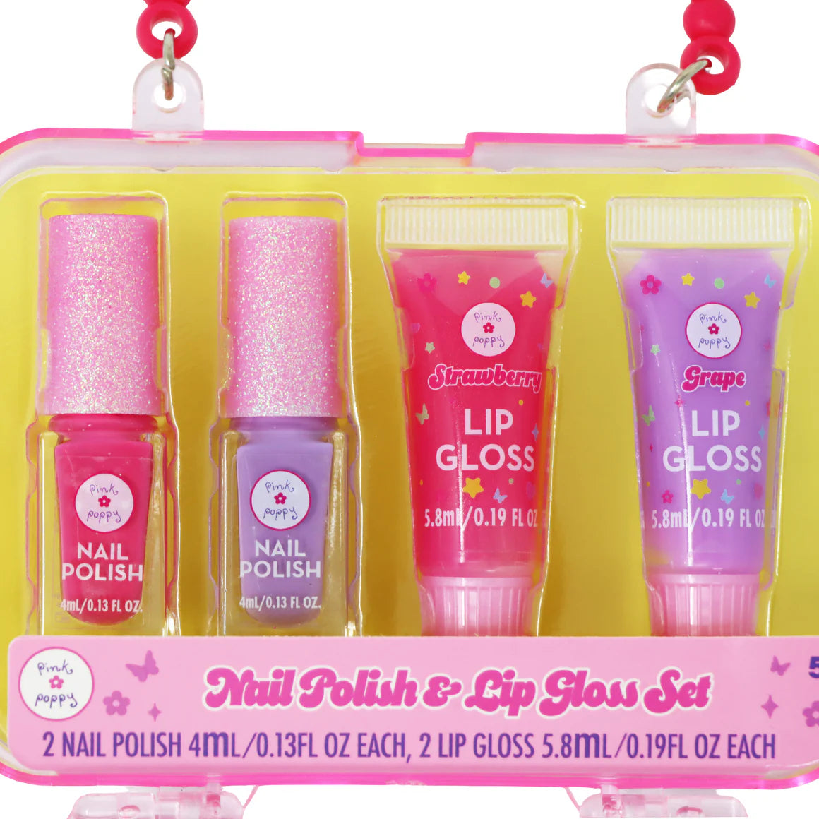 Pink Poppy Handbag Makeup Set Nail Polish/ Lip Gloss- Lightweight/ Compact KHI003