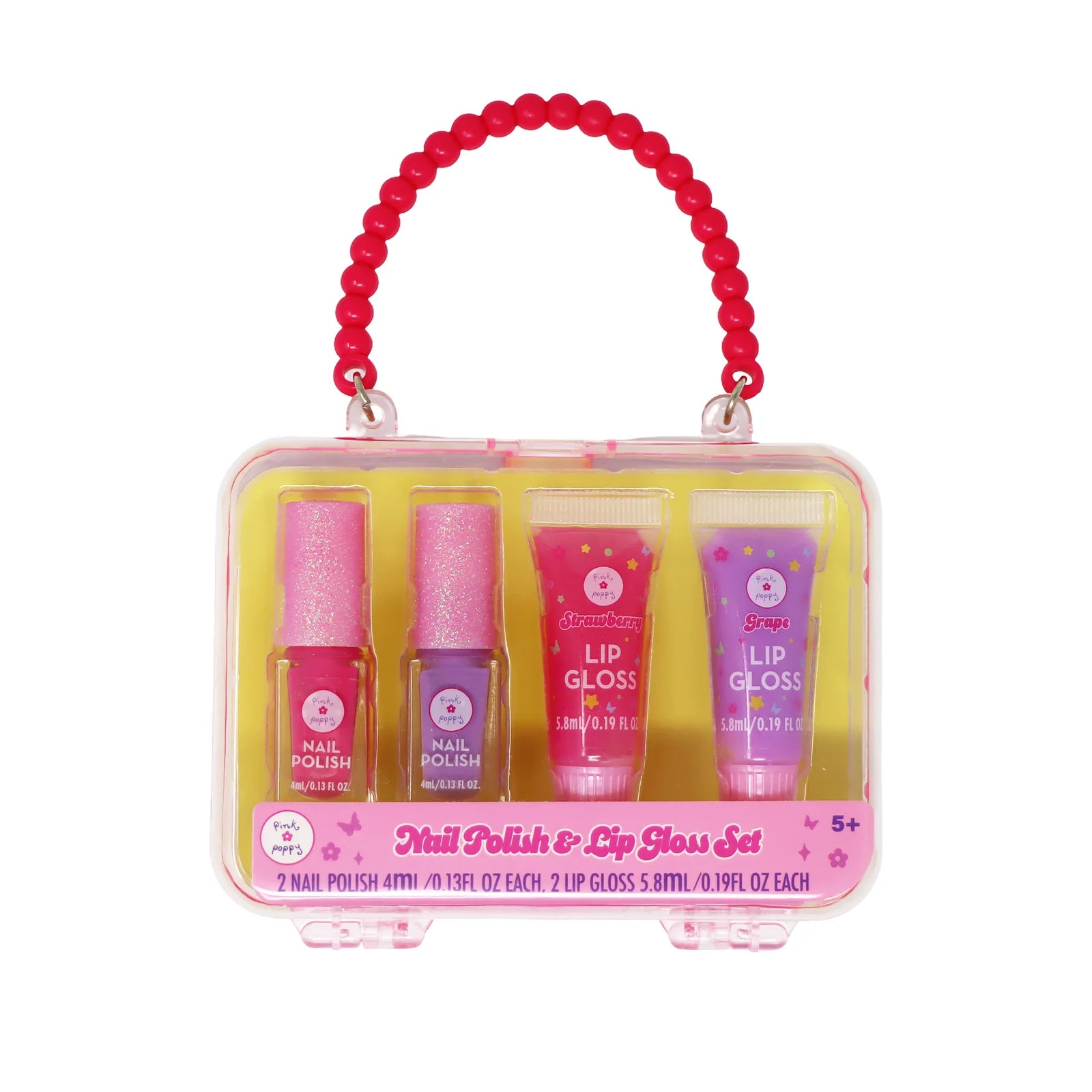 Pink Poppy Handbag Makeup Set Nail Polish/ Lip Gloss- Lightweight/ Compact KHI003