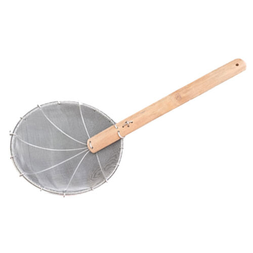 Auscrown 8" Stainless Steel Oil Skimmer With Bamboo Handle- Perfect For Scooping/ Straining KMOS8