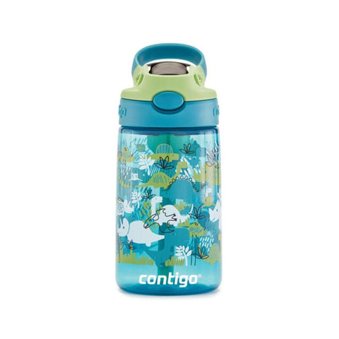 Contigo Kids 414ml Autospout Water Drink Bottle with Straw- Dinosaur BPA Free & Dishwasher Safe- Great For Kids School/ Trips/ Activities