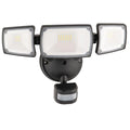 Mercator Onyx Triple Head LED Security Flood Light With PIR Motion Sensor- Adjustable Timer/ Perfect For Driveways Garages Pathways MXD6923BLK-SEN