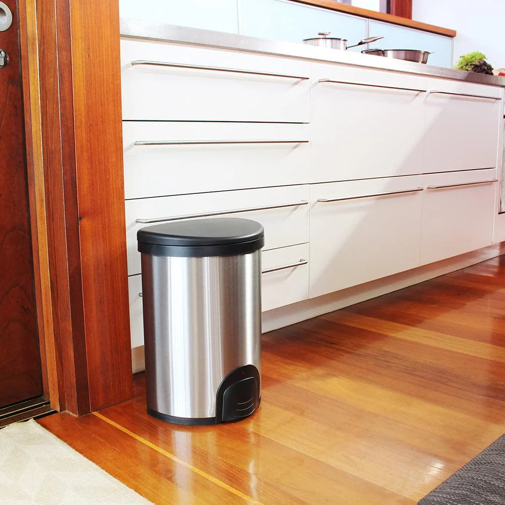 White Magic 20L Litre Stainless Steel Smart Bin Toe Tap Operation- Automatic Soft Close Function/ Perfect For Kitchen/ Bathroom WM-SB20L