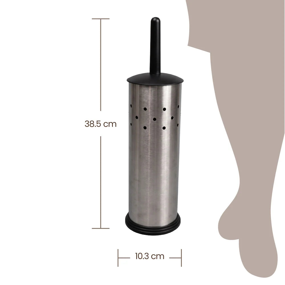 Eco Basics Stainless Steel + Recycled Plastic Toilet Brush Set- Effective Cleaning/ Convenient Holder EB-SSRPTS