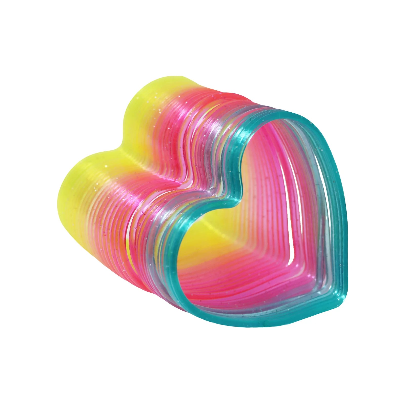 3PK Pink Poppy Shaped Kids Rainbow Glitter Spring- Stretches/ Bounces/ Flips Different Shapes Assorted