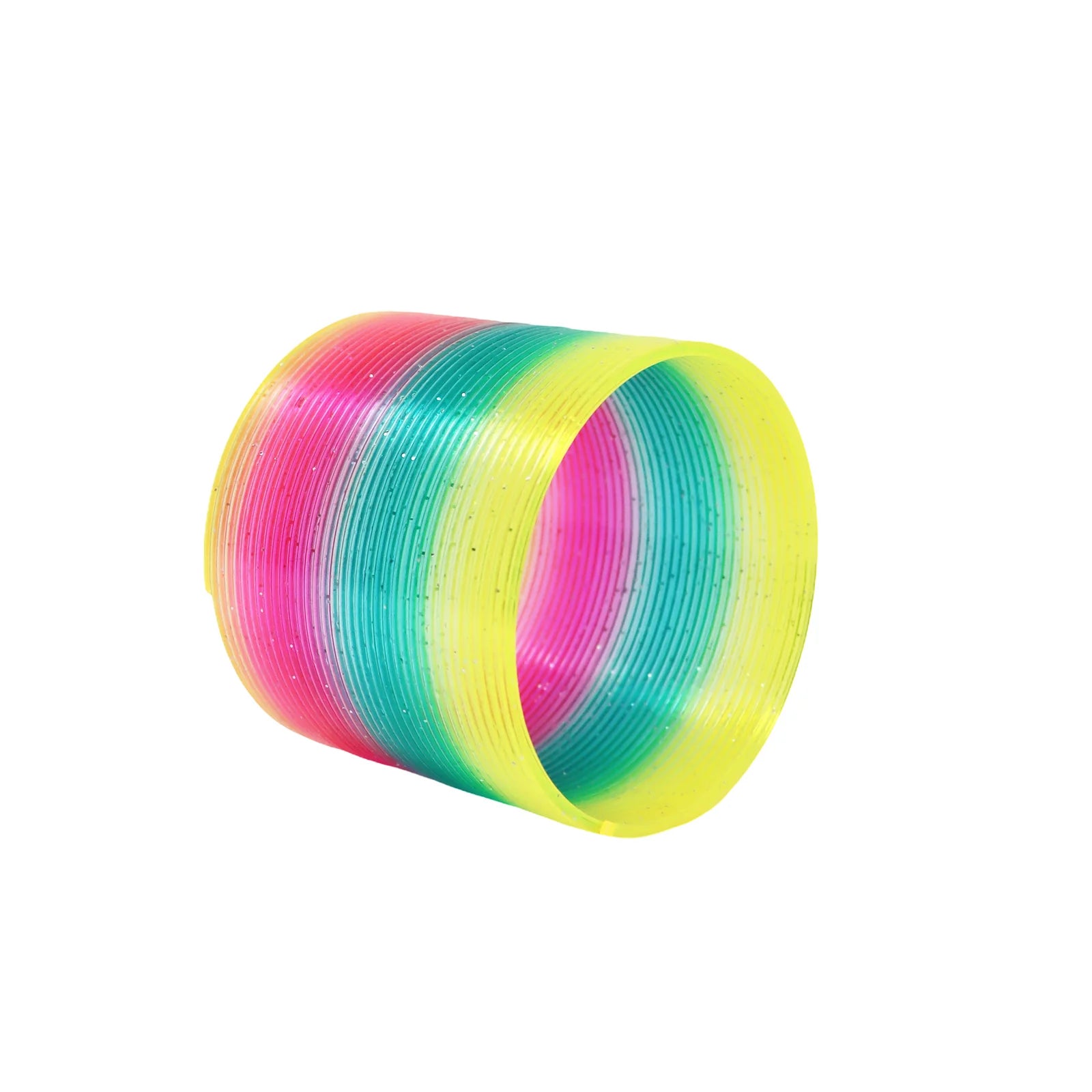 3PK Pink Poppy Shaped Kids Rainbow Glitter Spring- Stretches/ Bounces/ Flips Different Shapes Assorted