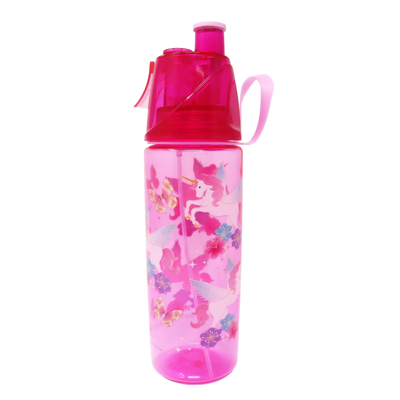 Pink Poppy 600ml Unicorn Rainbow Misting Function Kids Water Bottle- Leak Proof/ Perfect For School Outdoor