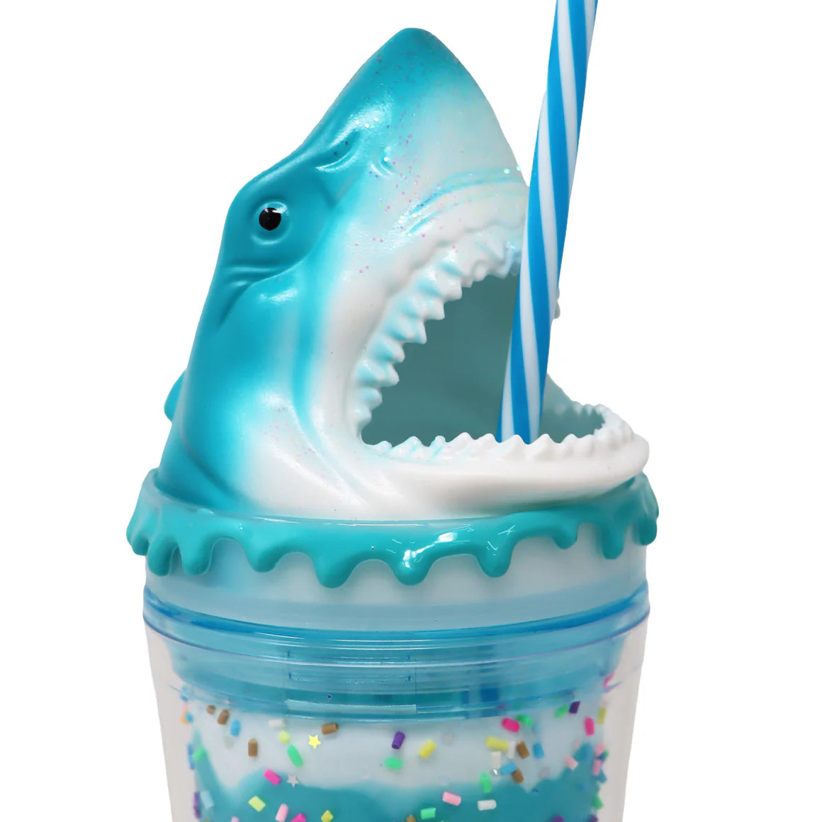Pink Poppy Kids Fin-Tastic Shark Drinking Sipping Cup Lightweight Neon Blue