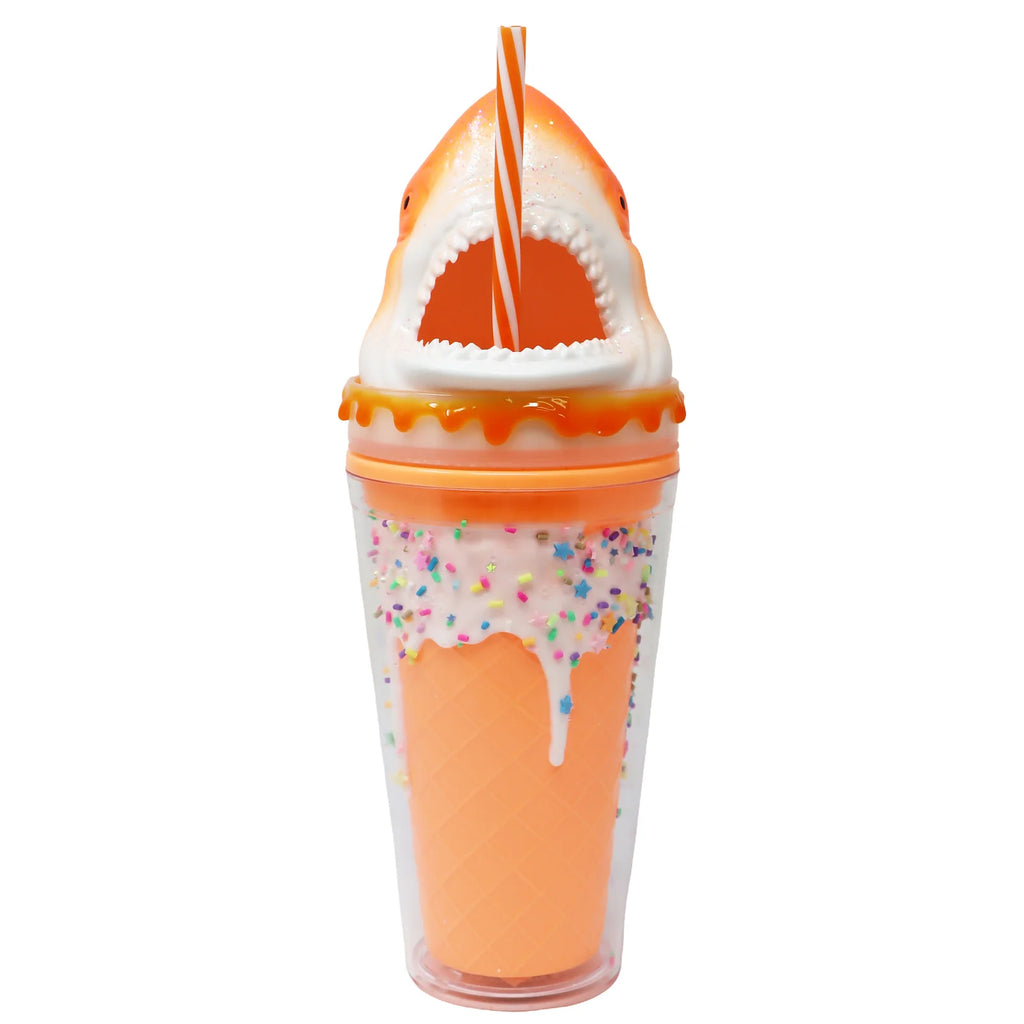 Pink Poppy Kids Fin-Tastic Shark Drinking Sipping Cup Lightweight Neon Orange