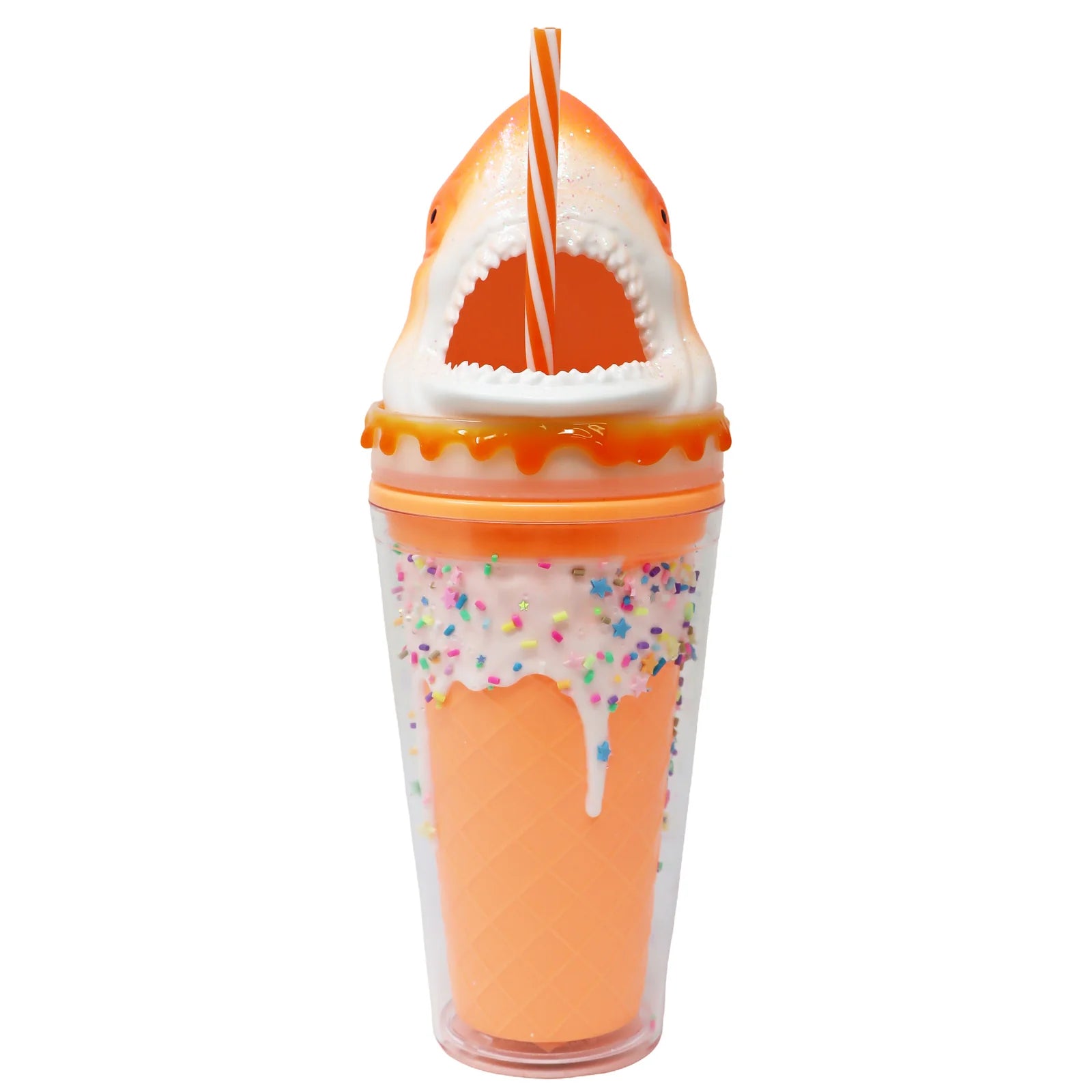 Pink Poppy Kids Fin-Tastic Shark Drinking Sipping Cup Lightweight Neon Orange