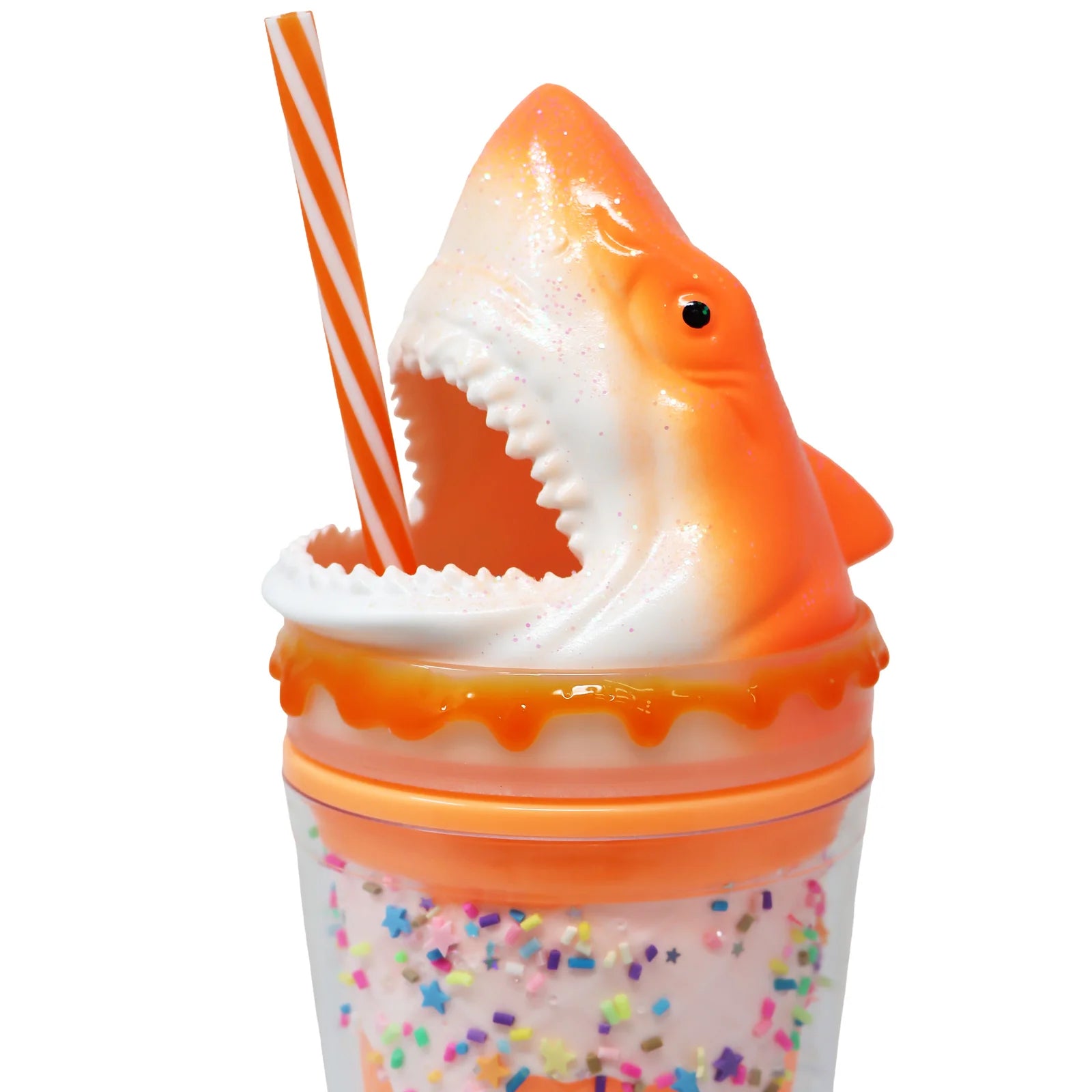 Pink Poppy Kids Fin-Tastic Shark Drinking Sipping Cup Lightweight Neon Orange