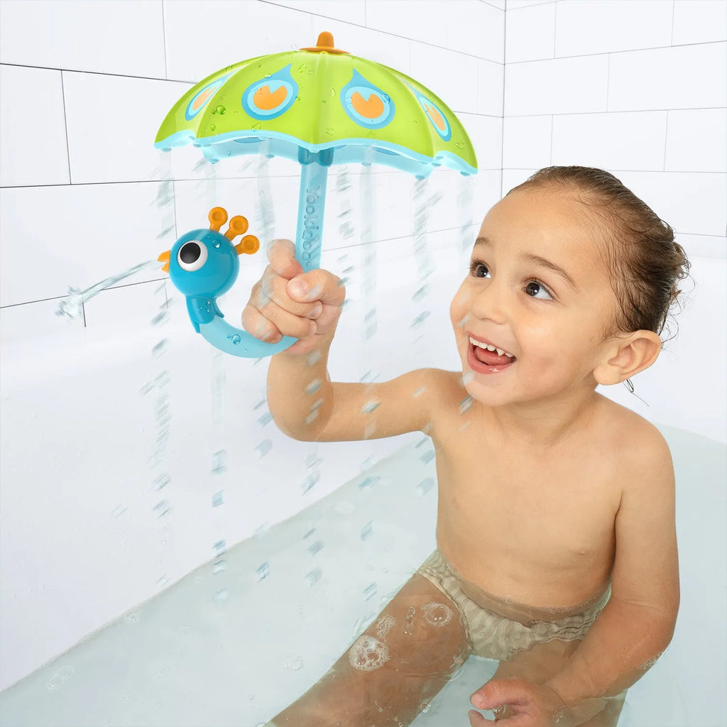 Yookidoo Fill ’N’ Rain Peacock Umbrella Kids Bath Toy- Interactive Water Play/ Sprinkler/ Bubble- Making Fun Entertainment YO40223