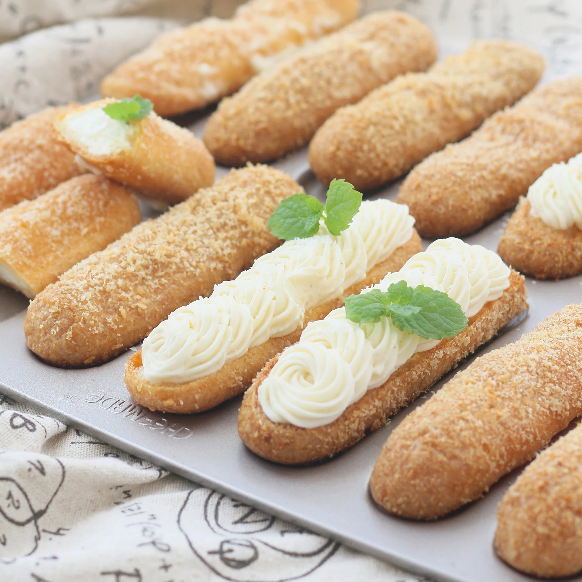 Chefmade Éclair 14 Piece Mould Pan Bakeware- Perfectly Shaped/ Non- Stick Smooth Easy Release