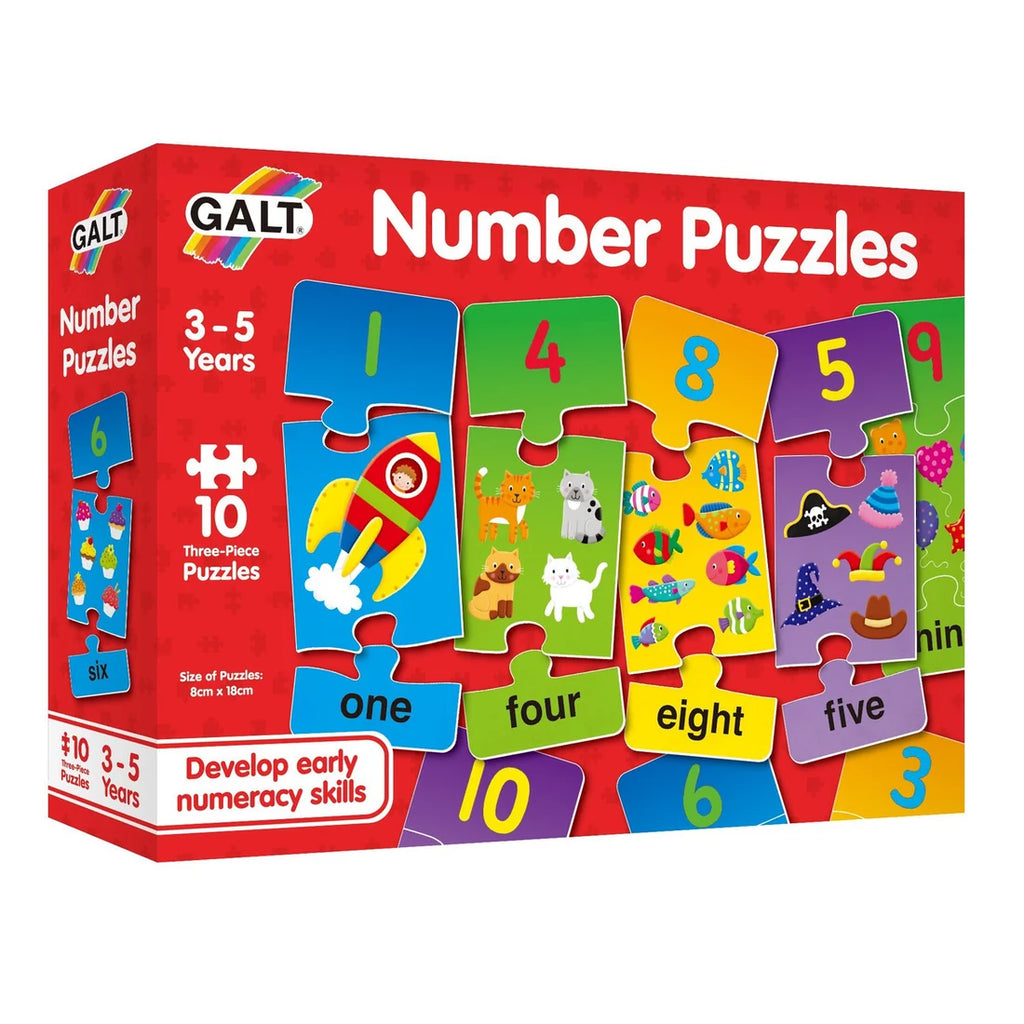 Galt Early Learning Kids Counting Number Puzzles - 10 Piece Set/ Number Recognition GN5050
