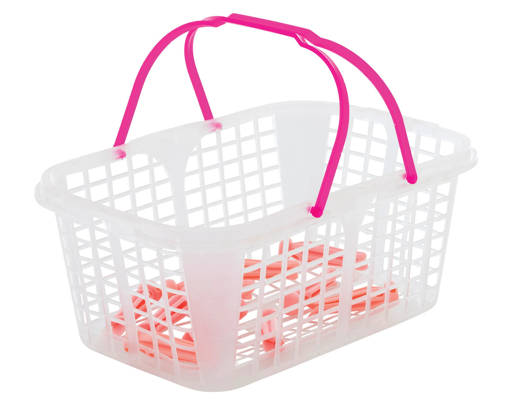 Orbit Kids Metal Clothes Trolley Toy Pretend Play With Colourful Pegs- Folding/ Removable Laundry Basket BO955