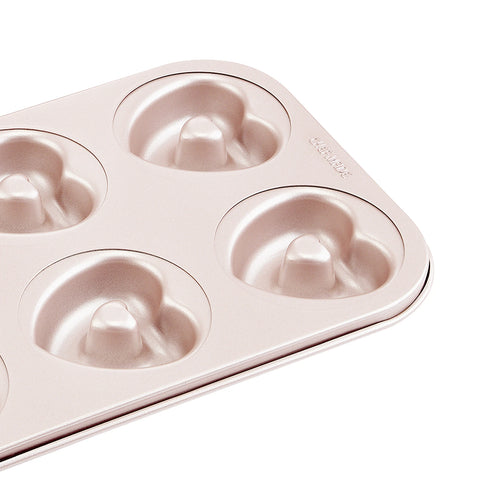 Chefmade 6 Cup Heart Pan Donut & Mini Cake Pan Bakeware – Non Stick/ Bakery Quality Treats/ Perfect For Occasions/ Gifting