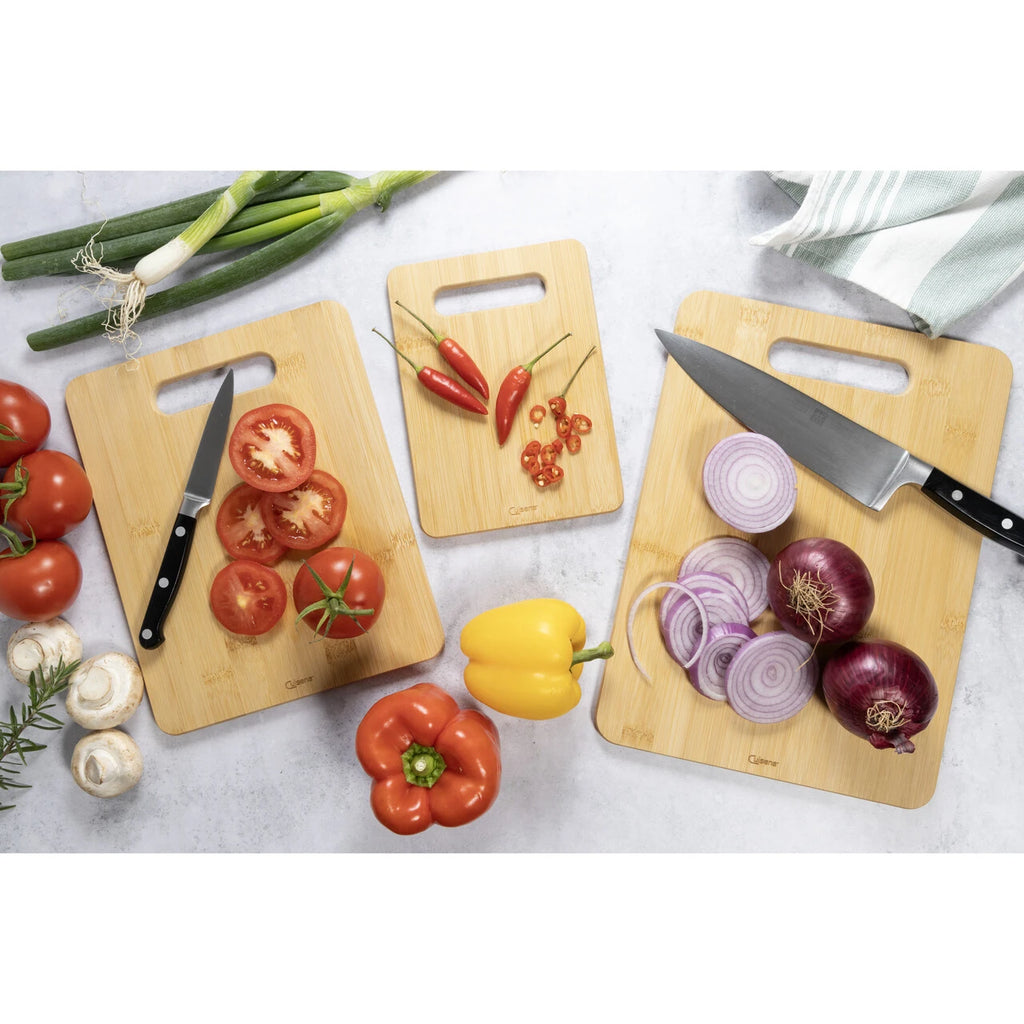Cuisena Bamboo 3PK Set Of 3 Trio Bamboo Chopping Boards- Ideal For Cutting Fruits/ Vegetables/ Roasts