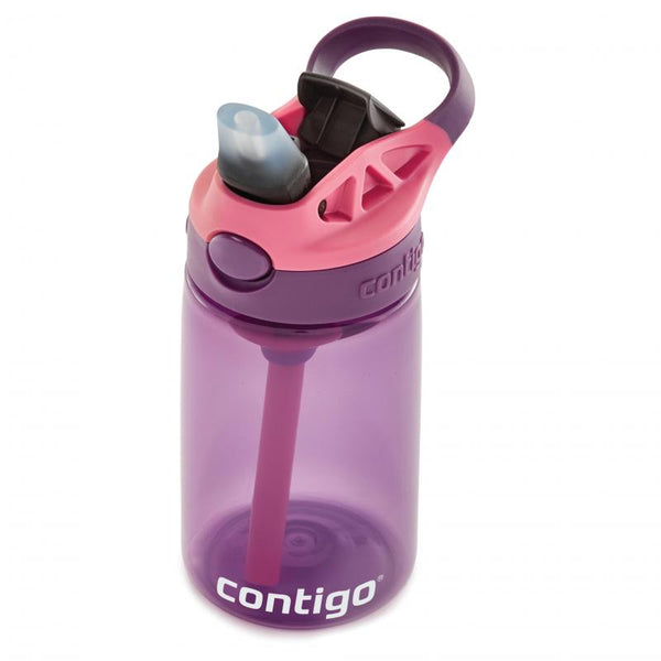 Contigo Kids 414ml Autospout Purple/ Punch Water Drink Bottle with Straw- BPA Free & Dishwasher Safe- Great For Kids School/ Trips/ Activities