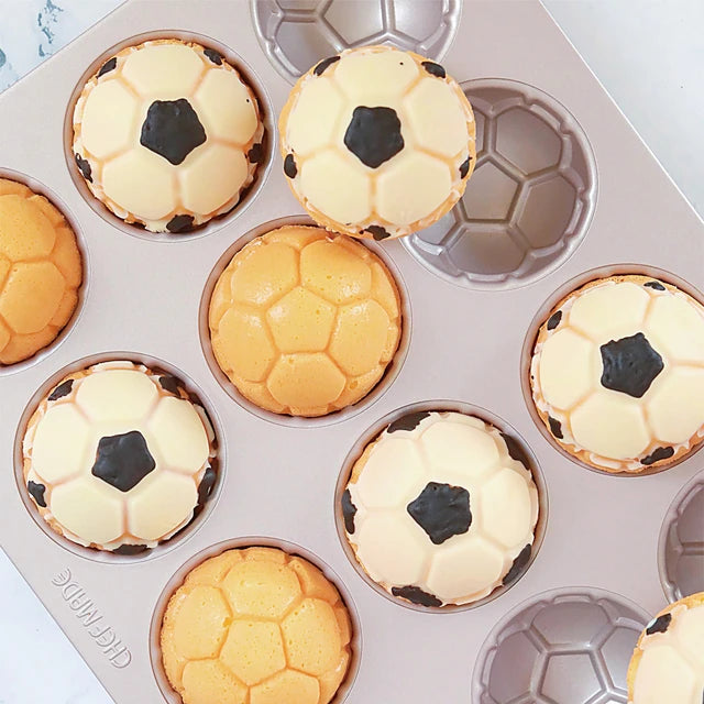 Chefmade 12 Cup Soccer/ Football Ball Cake Pan Bakeware- Perfectly Defined Ball Shaped Bakes/ Birthdays Events