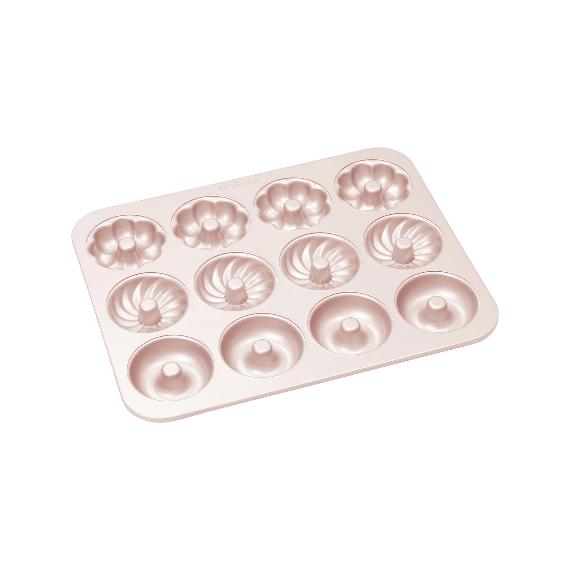 Chefmade 12 Cup Donut Pan Bakeware Mixed Shapes- Non-Stick/ Donut Bite Sized Treats