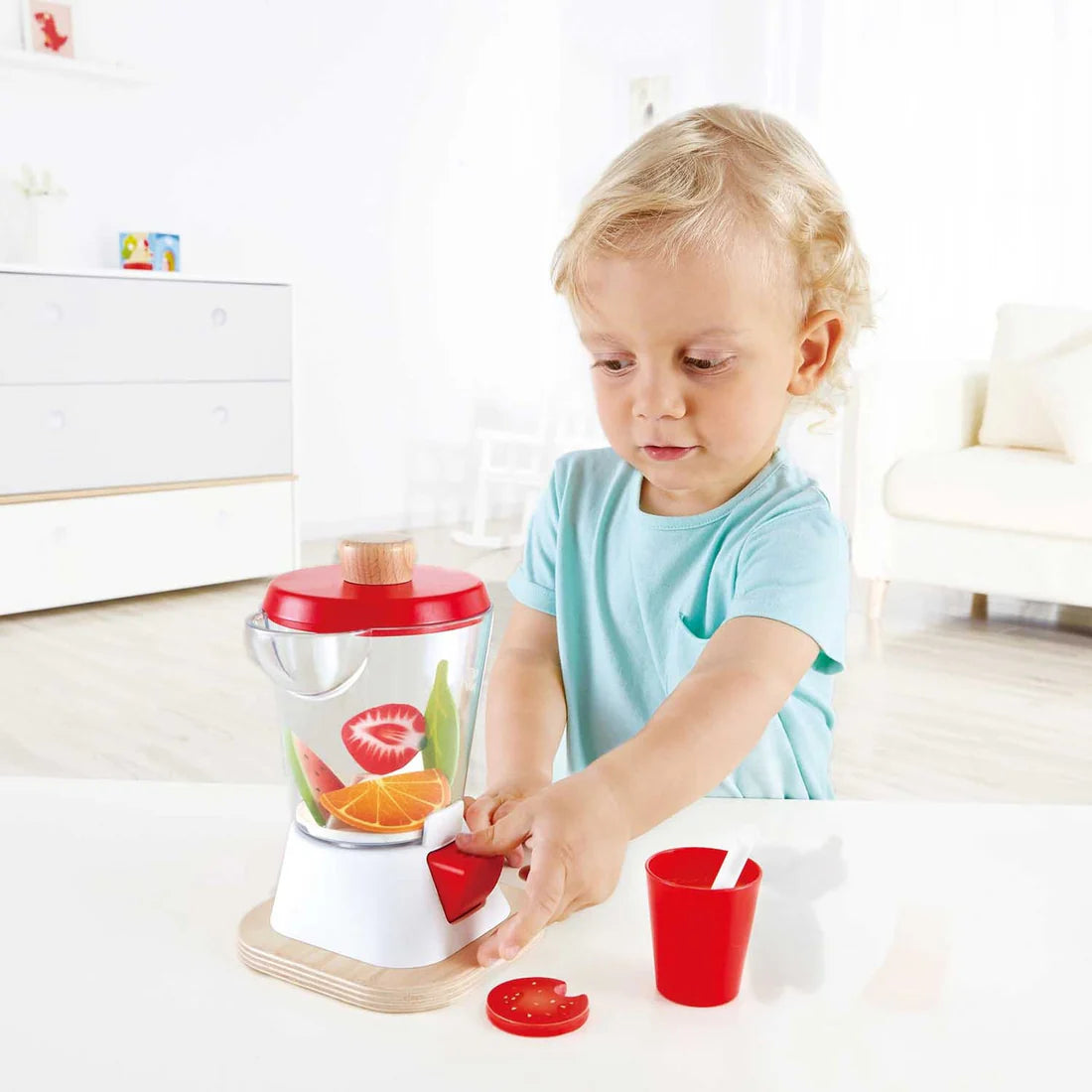 Hape Kids Blender Toy Smoothie Set Pretend Play- Cool Set/ Cups Fruit Pieces Fun Entertainment HE3158