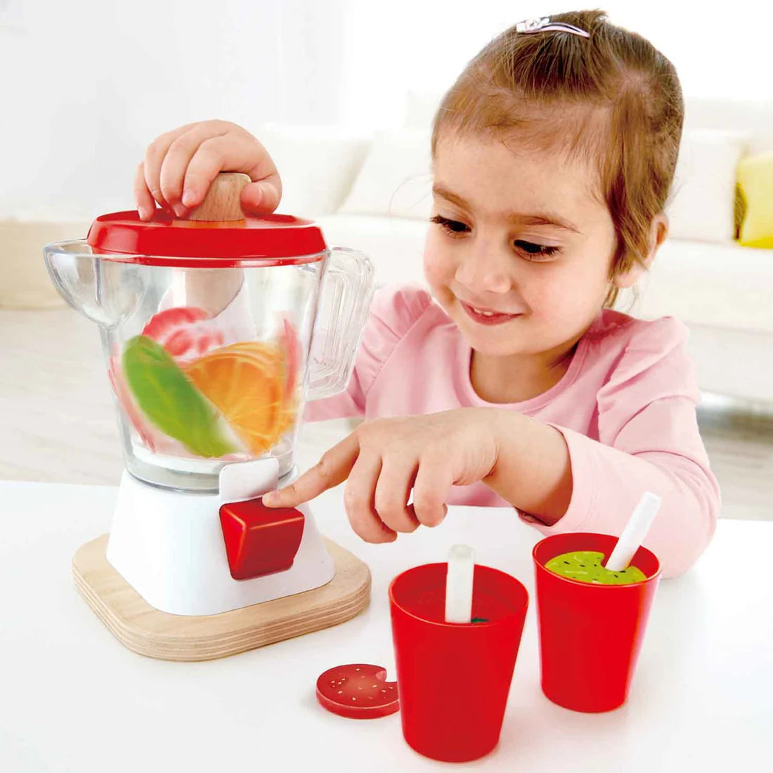 Hape Kids Blender Toy Smoothie Set Pretend Play- Cool Set/ Cups Fruit Pieces Fun Entertainment HE3158