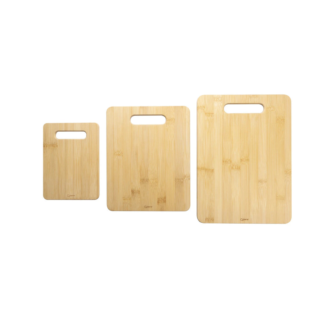 Cuisena Bamboo 3PK Set Of 3 Trio Bamboo Chopping Boards- Ideal For Cutting Fruits/ Vegetables/ Roasts