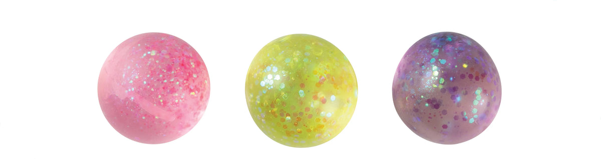 Sensory Sprouts 3 Pack Galaxy Glitter Squishies Balls- Stress Relief Sensory Play/ Squeeze/ Stretch Kids Adults Fun EVLSGB2