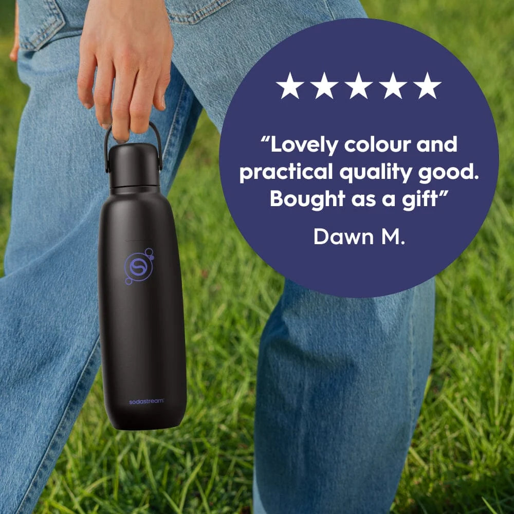 SodaStream Fizz & Go 900ml Insulated Stainless Steel Bottle-Sparkling Water/ Carbonated Drink Bottle Black 1062413610